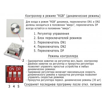 Wall Mounted RGB/Multi White/White контроллер 12A 144W 12V (Panel)